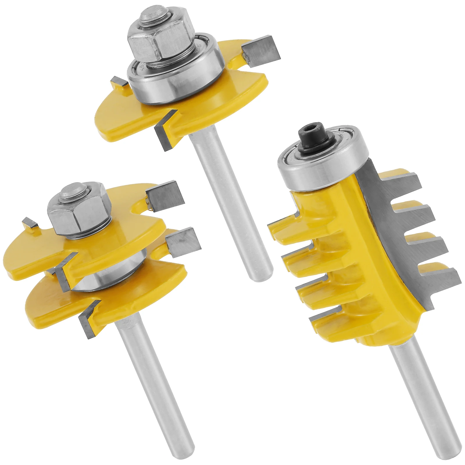 3Pcs 1/4 Inch Shank Tongue and Groove Router Bit Set Reversible Finger Joint Router Bit Carbide Wood Router Bit High Hardness
3Pcs 1/4 Inch Shank Tongue and Groove Router Bit Set Reversible Finger Joint Router Bit Carbide Wood Router Bit High Hardness