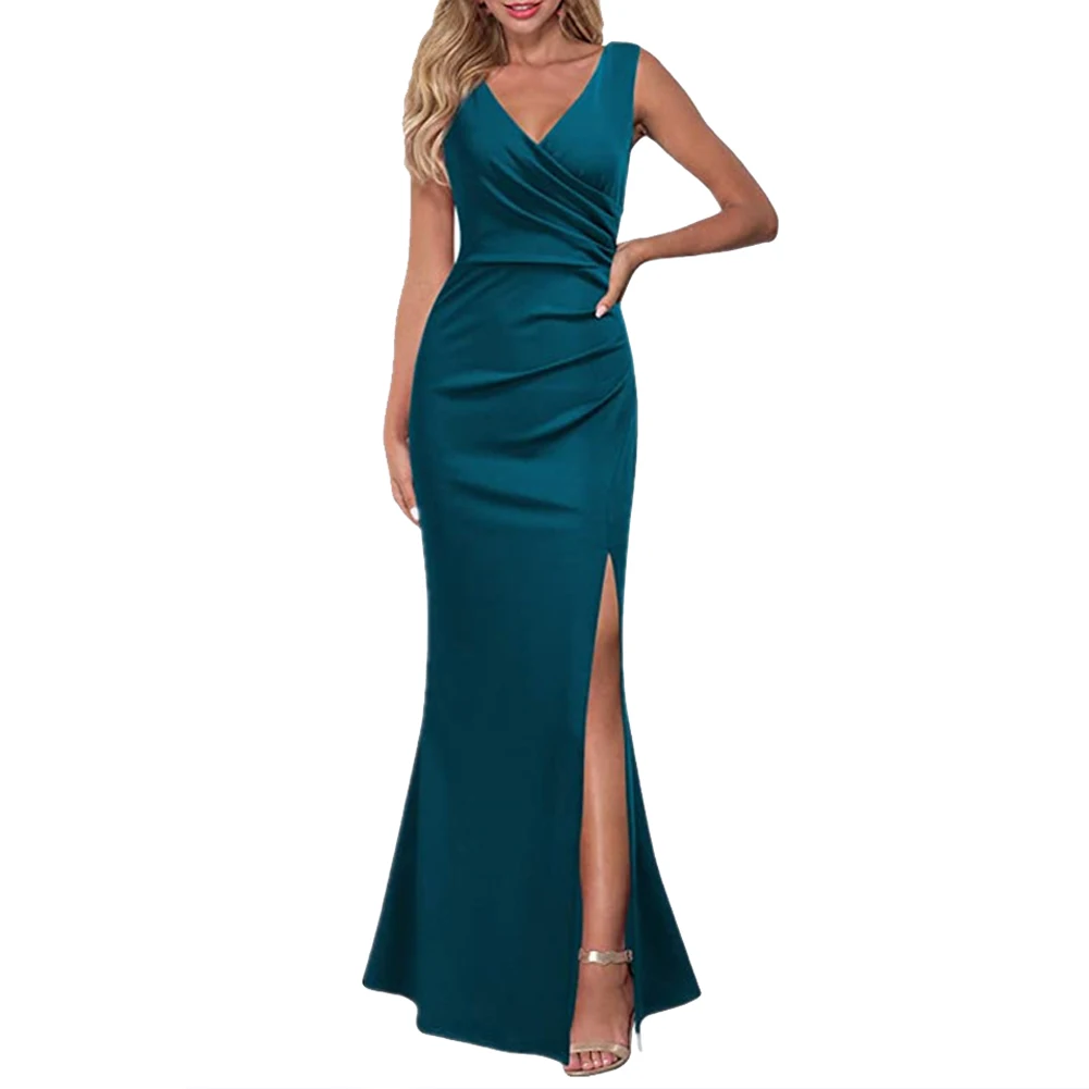 Elegant Party Long Formal Dresses Basic Solid Color Bodycon Tank V Neck Stretch Slim Split Maxi Female Dress Femme For Women
Elegant Party Long Formal Dresses Basic Solid Color Bodycon Tank V Neck Stretch Slim Split Maxi Female Dress Femme For Women