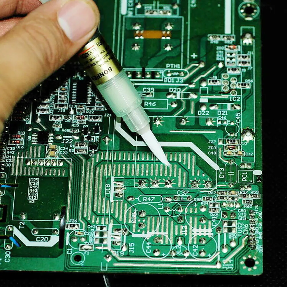Flux Pen PCB Soldering Solder Tool Applicator Brush Head No Clean BON102 Filled With Flux, Pine Perfume Alcohol And Liquids
Flux Pen PCB Soldering Solder Tool Applicator Brush Head No Clean BON102 Filled With Flux, Pine Perfume Alcohol And Liquids