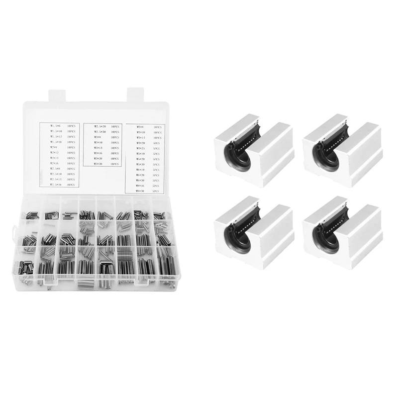 4Pcs SBR25UU 25Mm Linear Ball Bearing Block CNC Router Linear Guide 3D & 280Pcs Stainless Steel Slotted Spring Pin
4Pcs SBR25UU 25Mm Linear Ball Bearing Block CNC Router Linear Guide 3D & 280Pcs Stainless Steel Slotted Spring Pin