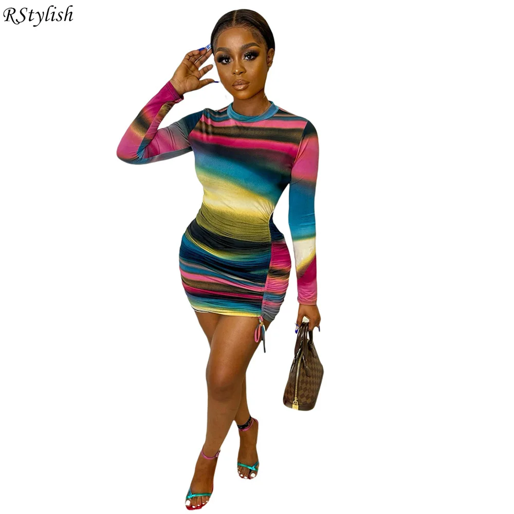 RStylish Tie-Dye Print Drawstring Ruched Dresses For Women 2022 Spring Long Sleeve O Neck Sexy Streetwear Bodycon Dress
RStylish Tie-Dye Print Drawstring Ruched Dresses For Women 2022 Spring Long Sleeve O Neck Sexy Streetwear Bodycon Dress