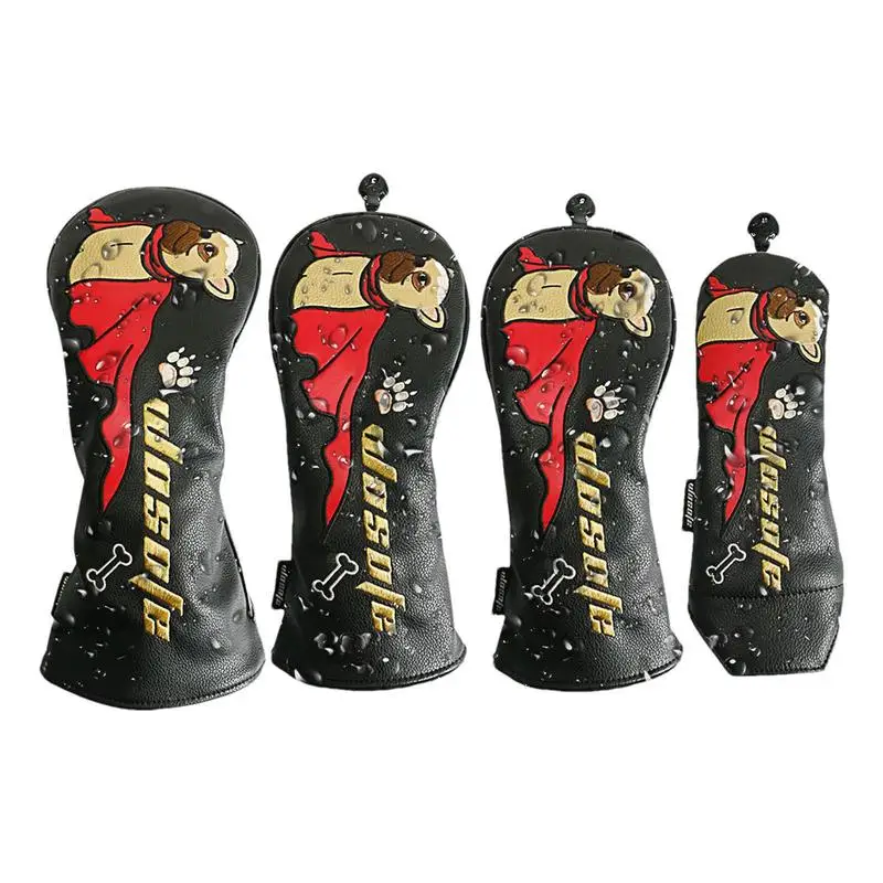 Golf Club Head Cover 4pcs Golf Head Animal Covers Exquisite Fighting Dog Pattern Black PU Leather Golf Driver Hybrid Cover
Golf Club Head Cover 4pcs Golf Head Animal Covers Exquisite Fighting Dog Pattern Black PU Leather Golf Driver Hybrid Cover