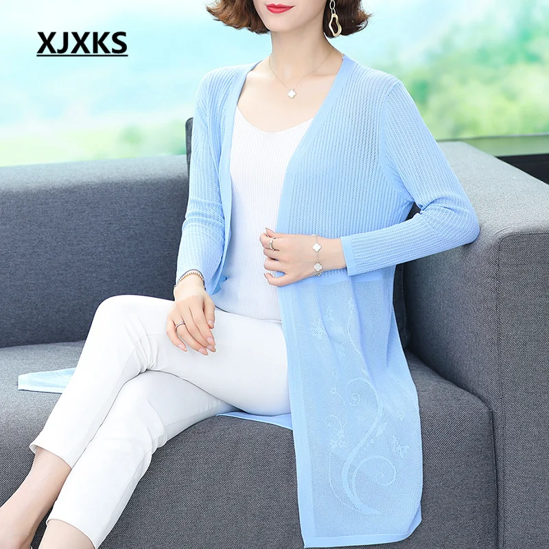 Женский длинный кардиган XJXKS, Свободный вязаный жакет большого размера, весна-осень 2022
Женский длинный кардиган XJXKS, Свободный вязаный жакет большого размера, весна-осень 2022