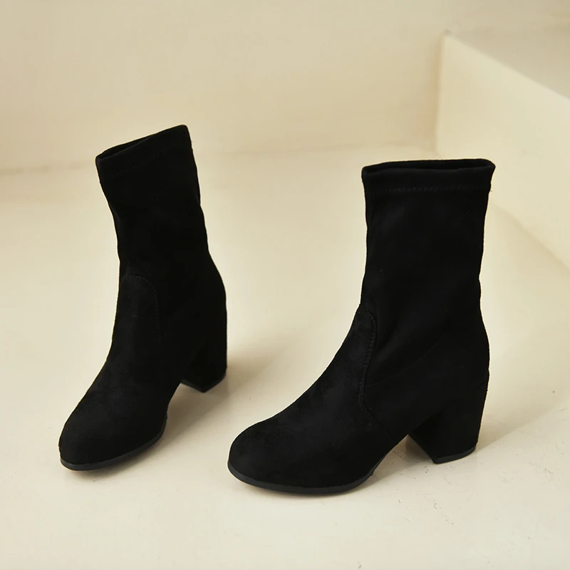 Black Brown Flock Thick Heel Ankle Boots Women Winter Shoes Nice Elegant High Heel Pointed Toe Keep Warm Short Booties Ladies
Black Brown Flock Thick Heel Ankle Boots Women Winter Shoes Nice Elegant High Heel Pointed Toe Keep Warm Short Booties Ladies
