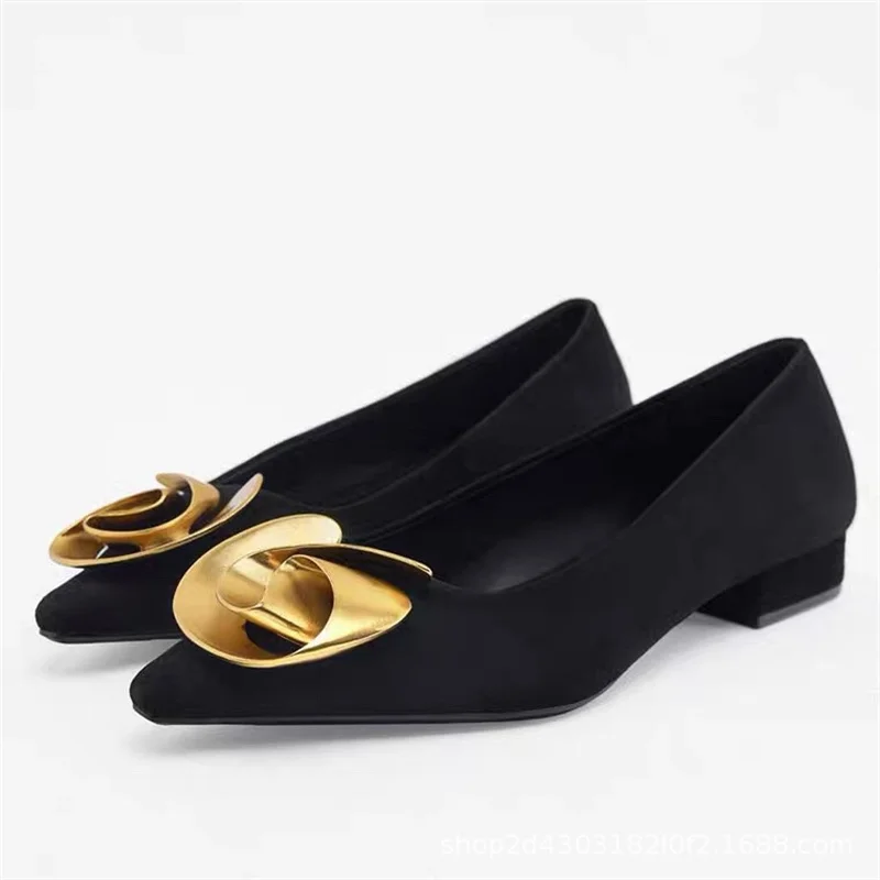 TRAF Woma's Black Pointed toe Ballet Flats 2023 Metal Flower Flats Shoes Women Suede Sandals Casual Office Lady Single Shoes New
TRAF Woma's Black Pointed toe Ballet Flats 2023 Metal Flower Flats Shoes Women Suede Sandals Casual Office Lady Single Shoes New