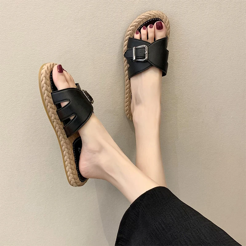 Women Summer Buckle Slippers Woman 2021 Hemp Casual Flats Ladies Comfort Home Footwear Female Outdoor Beach Shoes Plus Size
Women Summer Buckle Slippers Woman 2021 Hemp Casual Flats Ladies Comfort Home Footwear Female Outdoor Beach Shoes Plus Size