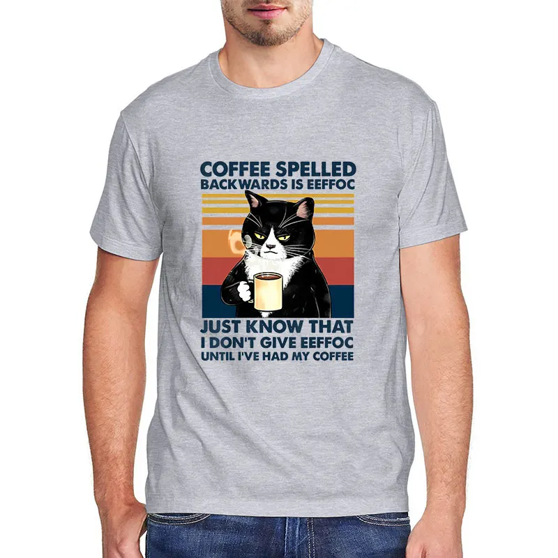 Black Cat Coffee Spelled Backwards Is Eeffoc t-shirt cotton men clothes harajuku funny cat tee Shirt streetwear men's tops 3-5xl
Black Cat Coffee Spelled Backwards Is Eeffoc t-shirt cotton men clothes harajuku funny cat tee Shirt streetwear men's tops 3-5xl