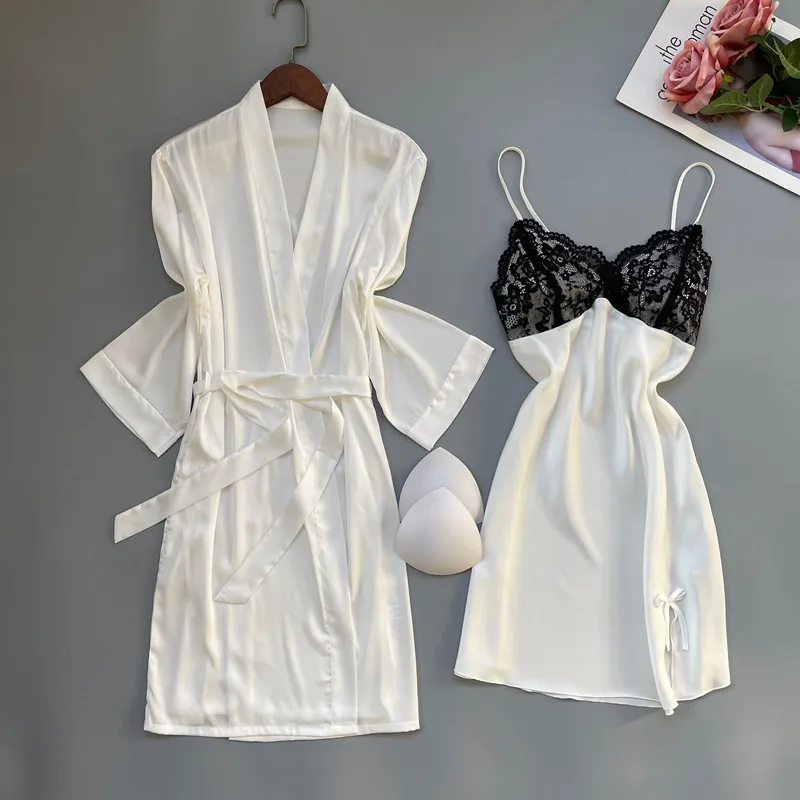 Women Female Nighty&Robe Set Sexy Lace Nightgown Sleepwear Silky Satin Bathrobe Gown Suit New Spring Summer Kimono Home Dress
Women Female Nighty&Robe Set Sexy Lace Nightgown Sleepwear Silky Satin Bathrobe Gown Suit New Spring Summer Kimono Home Dress