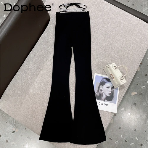 Skninny Pants for Women 2022 Summer New Sexy Rhinestone Belt Waist Slim Fit Flared Trousers Casual Ladies All-Match Black Outfit
Skninny Pants for Women 2022 Summer New Sexy Rhinestone Belt Waist Slim Fit Flared Trousers Casual Ladies All-Match Black Outfit