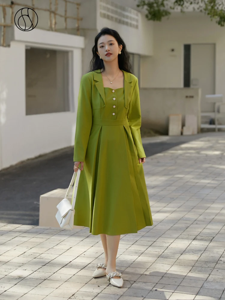 DUSHU Slightly Fat Lady Suit Collar Full Regular Sleeve Mid-Calf Dress Patchwork Design Office Lady Empire Waist Solid Dress
DUSHU Slightly Fat Lady Suit Collar Full Regular Sleeve Mid-Calf Dress Patchwork Design Office Lady Empire Waist Solid Dress