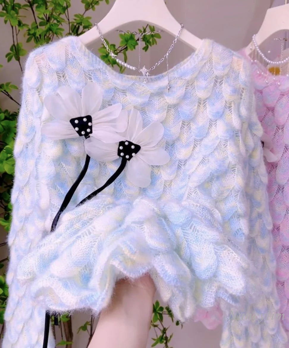 Women's Autumn Colorful Gradient Sweater 2023 New Korean Style Loose Slimming Long Sleeves Pull Top Three-dimensional Flower
Women's Autumn Colorful Gradient Sweater 2023 New Korean Style Loose Slimming Long Sleeves Pull Top Three-dimensional Flower