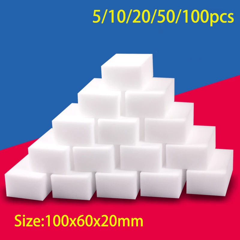 

100pcs/Lot Magic Sponge Eraser White Melamine Sponge for Dishwashing Kitchen Bathroom Office Cleaner Cleaning Tools 100*60*20mm