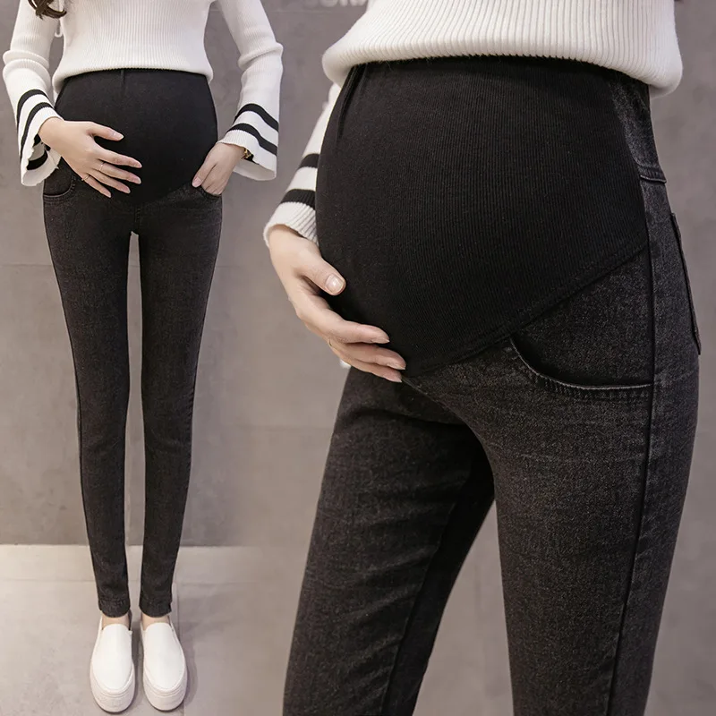 

Maternity Pregnancy Skinny Trousers Jeans Pants Elastic Pregnant Women's Feet Stomach Lift Pants Stretch Denim Pants