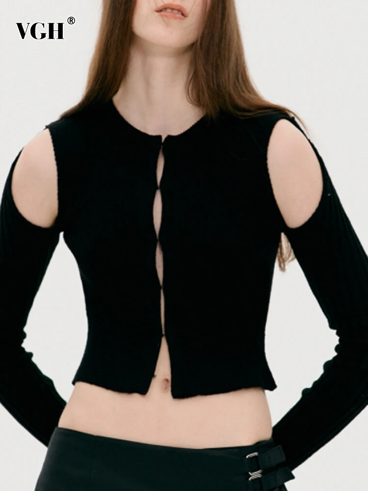 VGH Autumn Fashion Open Stitch Female Round Neck Long Sleeve Off Shoulder Single Breasted Knitted Sweaters For Woman Clothes New
VGH Autumn Fashion Open Stitch Female Round Neck Long Sleeve Off Shoulder Single Breasted Knitted Sweaters For Woman Clothes New