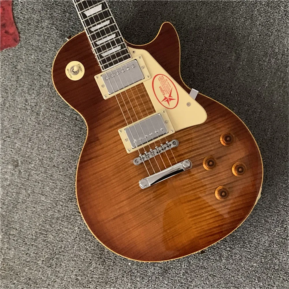 Rosewood fingerboard electric guitar,Yellow binding, Tobacco burst maple top, Solid mahogany body electric guitar, Free shipping
Rosewood fingerboard electric guitar,Yellow binding, Tobacco burst maple top, Solid mahogany body electric guitar, Free shipping