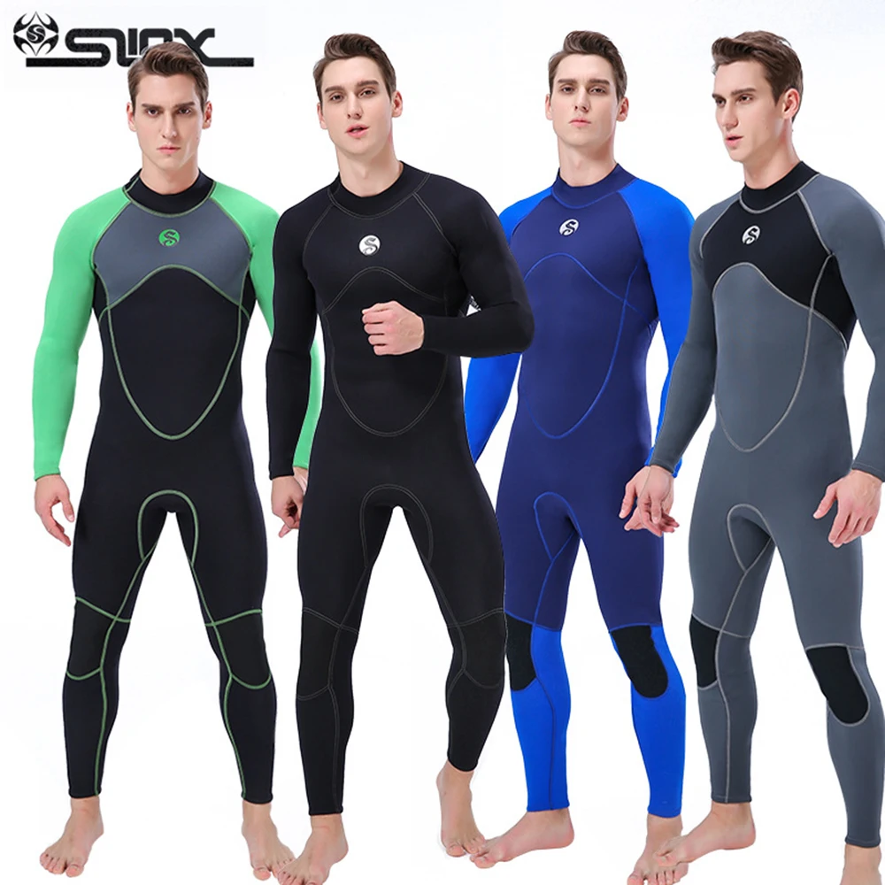 3-мм неопреновый гидрокостюм для мужчин однотонный с защитой от холода и солнца, подходящий для плавания/дайвинга/снорклинга/серфинга.