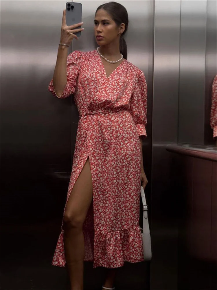 Tossy V-Neck Fashion Printed Maxi Dress Side High Split Slim Lace-Up Summer Dress Outfits Elegant Short Sleeve For Women Dress
Tossy V-Neck Fashion Printed Maxi Dress Side High Split Slim Lace-Up Summer Dress Outfits Elegant Short Sleeve For Women Dress