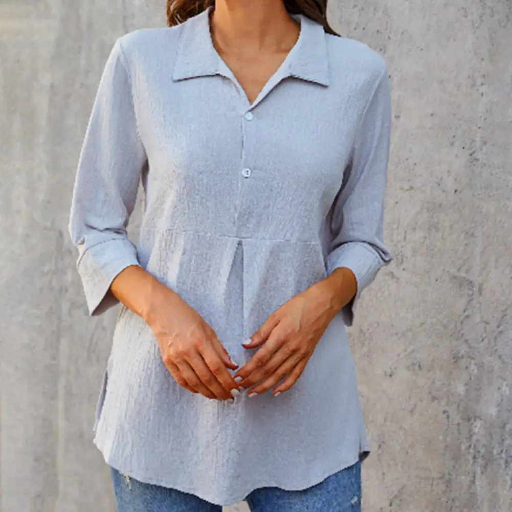 Women Top Trendy Wear-resistant Spring Blouse Pure Colors Three Quarter Sleeve Summer Shirt
Women Top Trendy Wear-resistant Spring Blouse Pure Colors Three Quarter Sleeve Summer Shirt