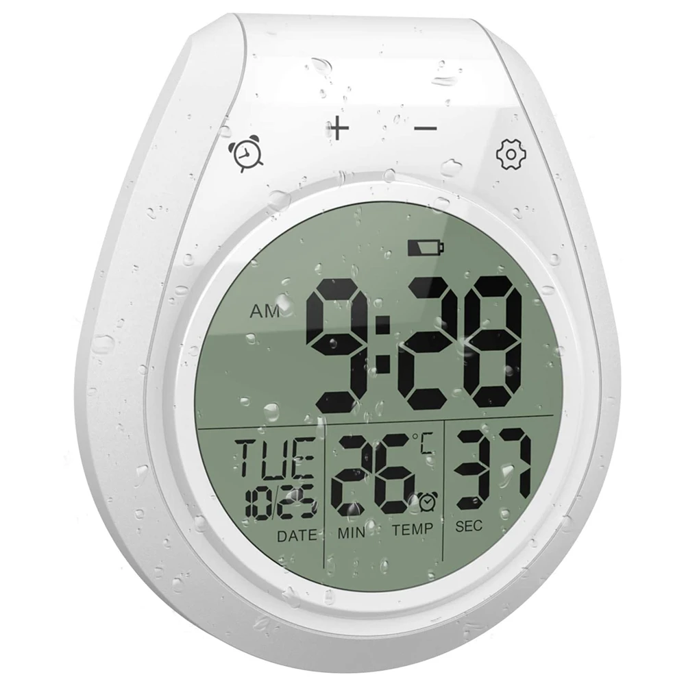 Digital Shower Clock Waterproof, Bathroom Timer Clock, Digital Kitchen Wall Clock, LCD Display, 12/24 Hour Format
Digital Shower Clock Waterproof, Bathroom Timer Clock, Digital Kitchen Wall Clock, LCD Display, 12/24 Hour Format