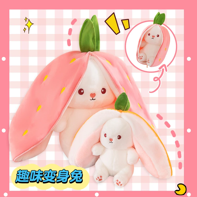 35-75cm Transformed Strawberry Rabbit Doll Plush Toy Little White Rabbit Doll Carrot Rabbit Sleeping Pillow Doll Gift
35-75cm Transformed Strawberry Rabbit Doll Plush Toy Little White Rabbit Doll Carrot Rabbit Sleeping Pillow Doll Gift