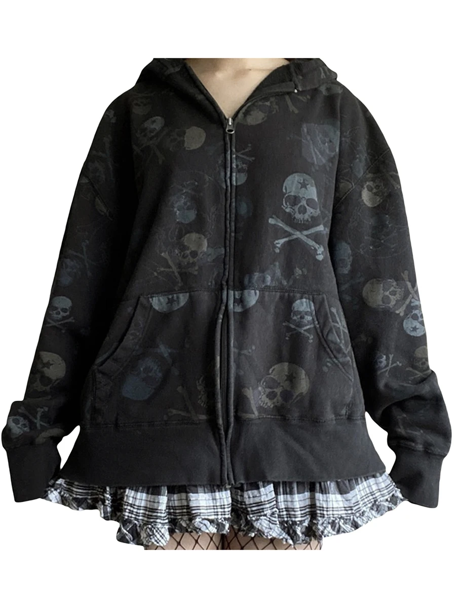Women Hoodie Sweatshirt Casual Loose Halloween Skull Print Long Sleeve Zip Up Jacket Autumn Streetwear
Women Hoodie Sweatshirt Casual Loose Halloween Skull Print Long Sleeve Zip Up Jacket Autumn Streetwear