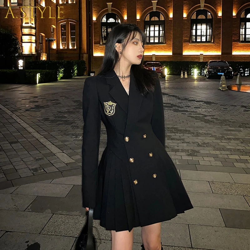A GIRLS Brand Women Elegant Blazer Dress Spring Autumn Chic Double Breasted Long Sleeve Notched A-Line Pleated Minii
A GIRLS Brand Women Elegant Blazer Dress Spring Autumn Chic Double Breasted Long Sleeve Notched A-Line Pleated Minii