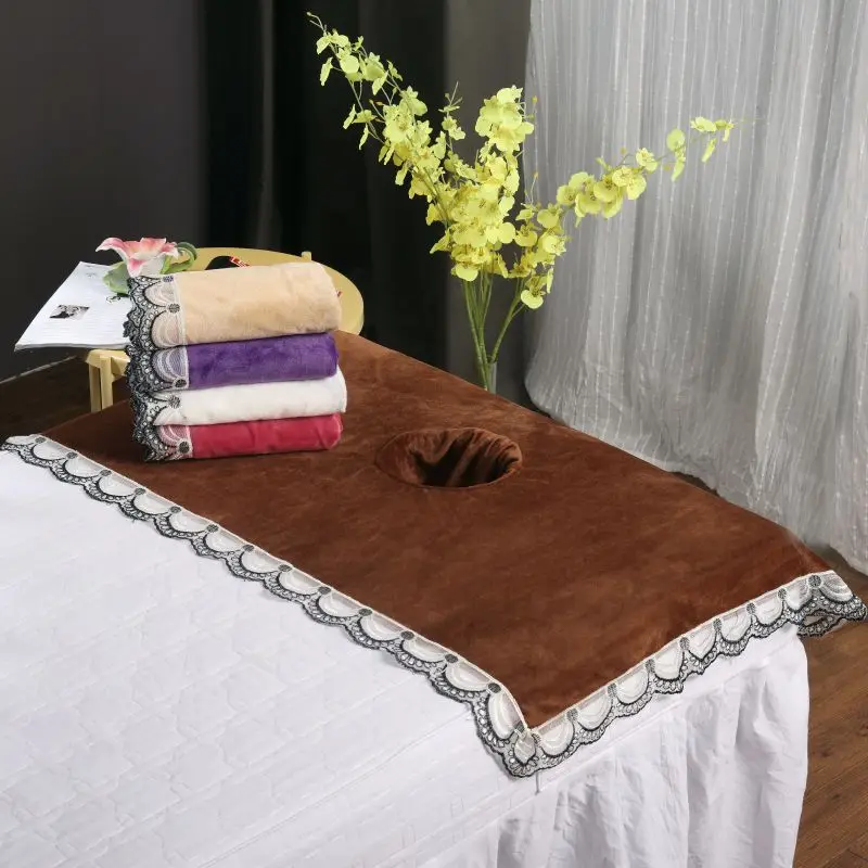 

60x80cm Thickened Beauty SPA Massage Table Planking Face Towel With Hole For Hospital Hotel Beauty Salon