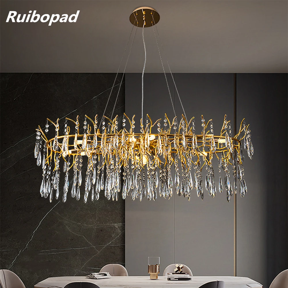 Europe Modern Luxury Crystal Chandeliers Lighting Long Gold Hanging Pendant Lamp For Living Room Dining Bedroom Decorations
Europe Modern Luxury Crystal Chandeliers Lighting Long Gold Hanging Pendant Lamp For Living Room Dining Bedroom Decorations