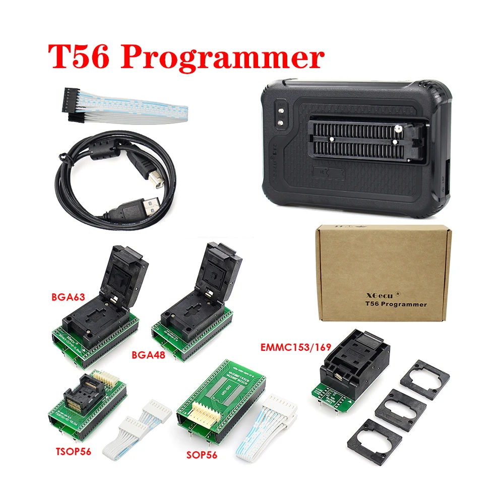 

Original T56 Programmer 56 Pin Drivers ISP Support 33000+ ICs for PIC/NAND Flash/EMMC TSOP48 / TSOP56/ BGA 48/63/64/153/169