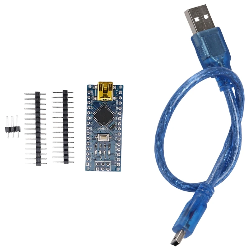

Силовой модуль Nano V3.0 ATMEGA328P CH340G с мини-USB-кабелем и контактным разъемом, улучшенная версия, паяльная плата, проводка