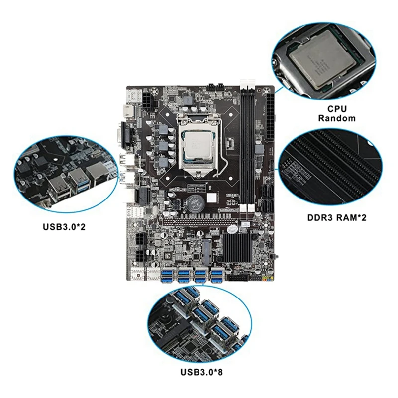 B75 Mining Motherboard+CPU+Cooling Fan+4G DDR3 RAM+SATA Cable+RJ45 Network Cable 8 USB3.0(PCIE1X) LGA1155 DDR3 SATA3.0
B75 Mining Motherboard+CPU+Cooling Fan+4G DDR3 RAM+SATA Cable+RJ45 Network Cable 8 USB3.0(PCIE1X) LGA1155 DDR3 SATA3.0