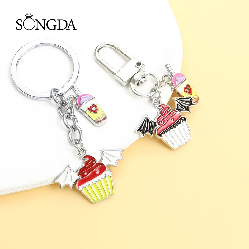 Cute Enamel Keychain Devil Cupcake Key Ring Cartoon Milk Tea Cup Alloy Key Chains Souvenir Gifts For Women Girls Handbag Jewelry
Cute Enamel Keychain Devil Cupcake Key Ring Cartoon Milk Tea Cup Alloy Key Chains Souvenir Gifts For Women Girls Handbag Jewelry