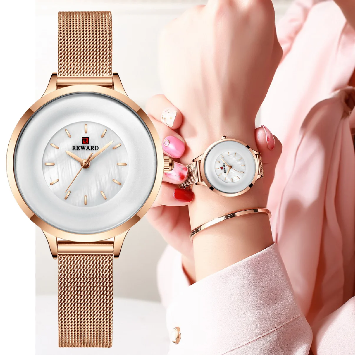 REWARD New Rose Gold Women Watch Business Quartz Watch Ladies Top Brand Luxury Female Wrist Watch Girl Clock Relogio Feminin 
REWARD New Rose Gold Women Watch Business Quartz Watch Ladies Top Brand Luxury Female Wrist Watch Girl Clock Relogio Feminin