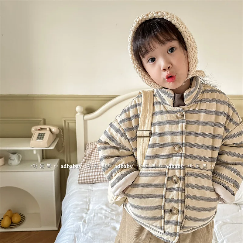 2023 New Winter Children Long Sleeve Striped Padded Jacket Plus Velvet Thick Kids Warm Coat Boys Girls Casual Jacket Clothes
2023 New Winter Children Long Sleeve Striped Padded Jacket Plus Velvet Thick Kids Warm Coat Boys Girls Casual Jacket Clothes