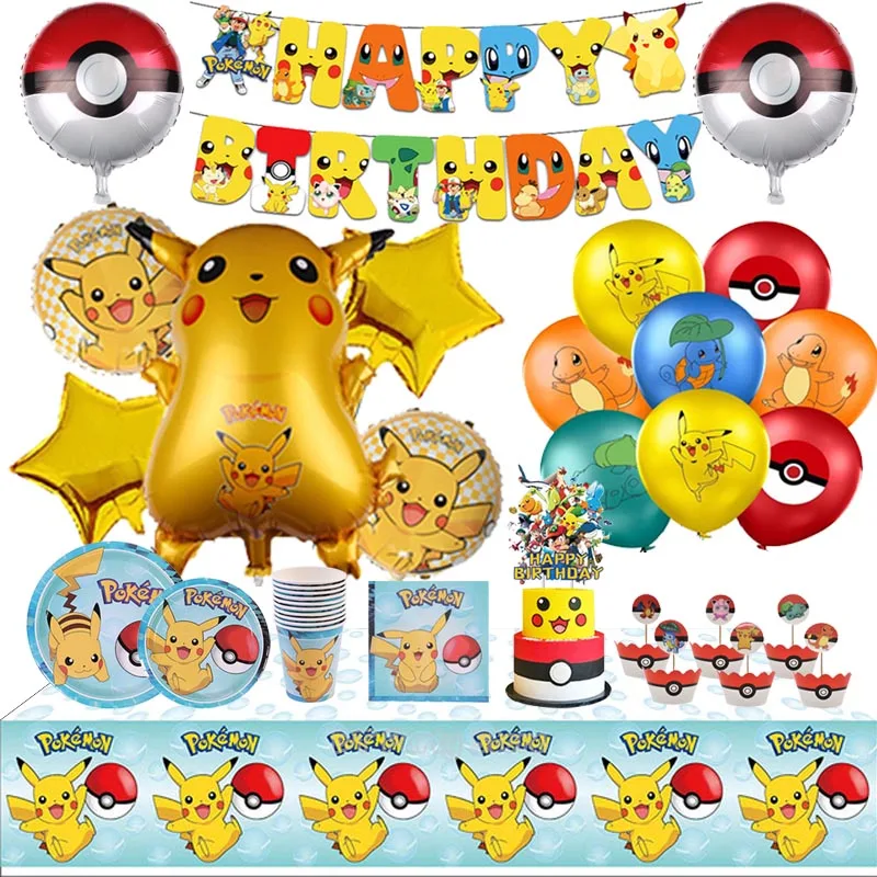 Pokemon Cartoon Pikachu Birthday Party Decorations Foil Balloons Disposable Tableware Plate Napkin Backdrop Kids Party Supplies
Pokemon Cartoon Pikachu Birthday Party Decorations Foil Balloons Disposable Tableware Plate Napkin Backdrop Kids Party Supplies