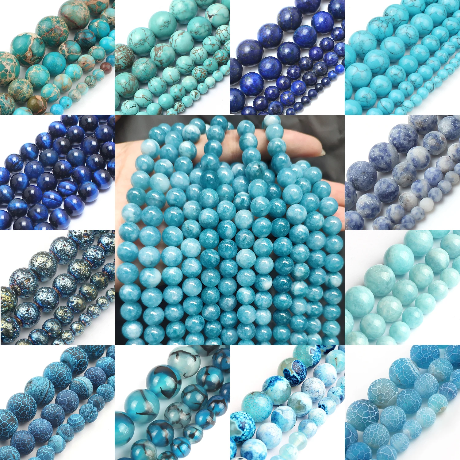 Real Natural Blue Stone Beads Turquoises Agates Amazonite Jades Tiger Eye Round Beads for DIY Couple's Bracelet Jewelry Making
Real Natural Blue Stone Beads Turquoises Agates Amazonite Jades Tiger Eye Round Beads for DIY Couple's Bracelet Jewelry Making