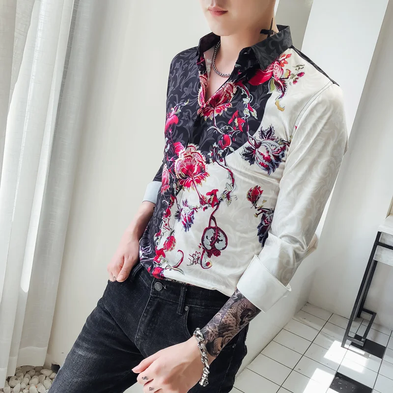 Men's Casual Shirts Fancy Men Slim Fit Camisa Social Masculina Autumn Club Party Prom Shirt Flower Print Clothes
Men's Casual Shirts Fancy Men Slim Fit Camisa Social Masculina Autumn Club Party Prom Shirt Flower Print Clothes