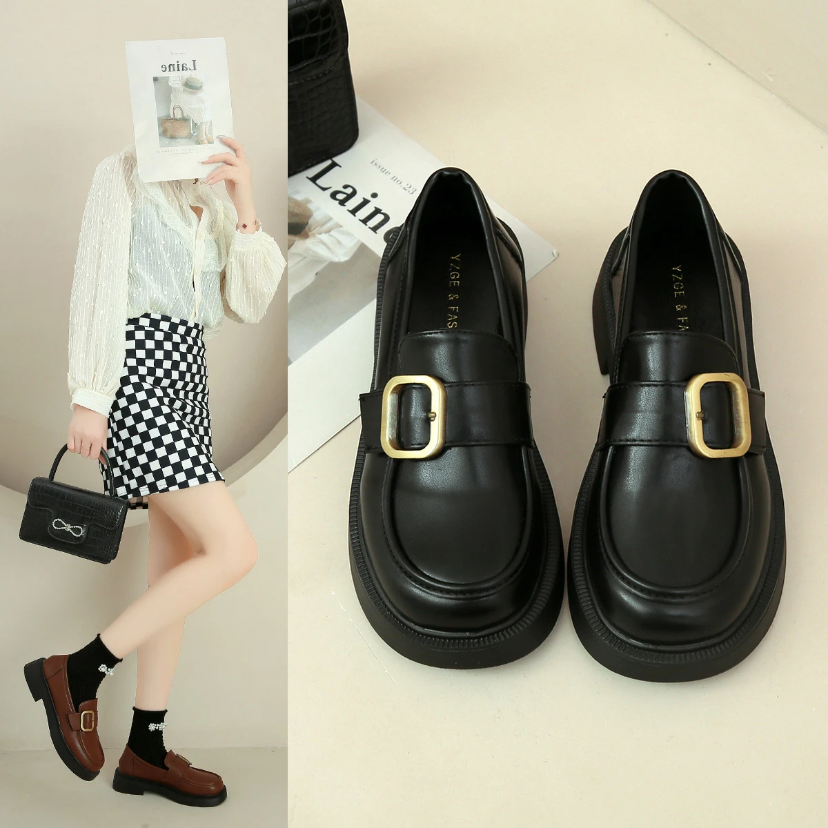 2023 Metal Belt Buckle Designer Loafers Women Fashion Mary Jane Shoes Casual PU Leather Girls Spring Autumn Flat Slip On Loafers
2023 Metal Belt Buckle Designer Loafers Women Fashion Mary Jane Shoes Casual PU Leather Girls Spring Autumn Flat Slip On Loafers