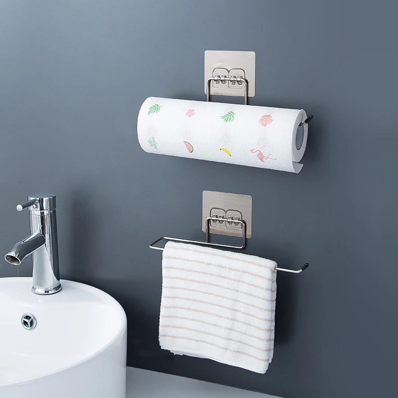 Punch-free Hook Toilet Paper Holder Stainless Steel Rag Rack Kitchen Bathroom Accessories Towel Holder Organizer Wall Hooks
Punch-free Hook Toilet Paper Holder Stainless Steel Rag Rack Kitchen Bathroom Accessories Towel Holder Organizer Wall Hooks