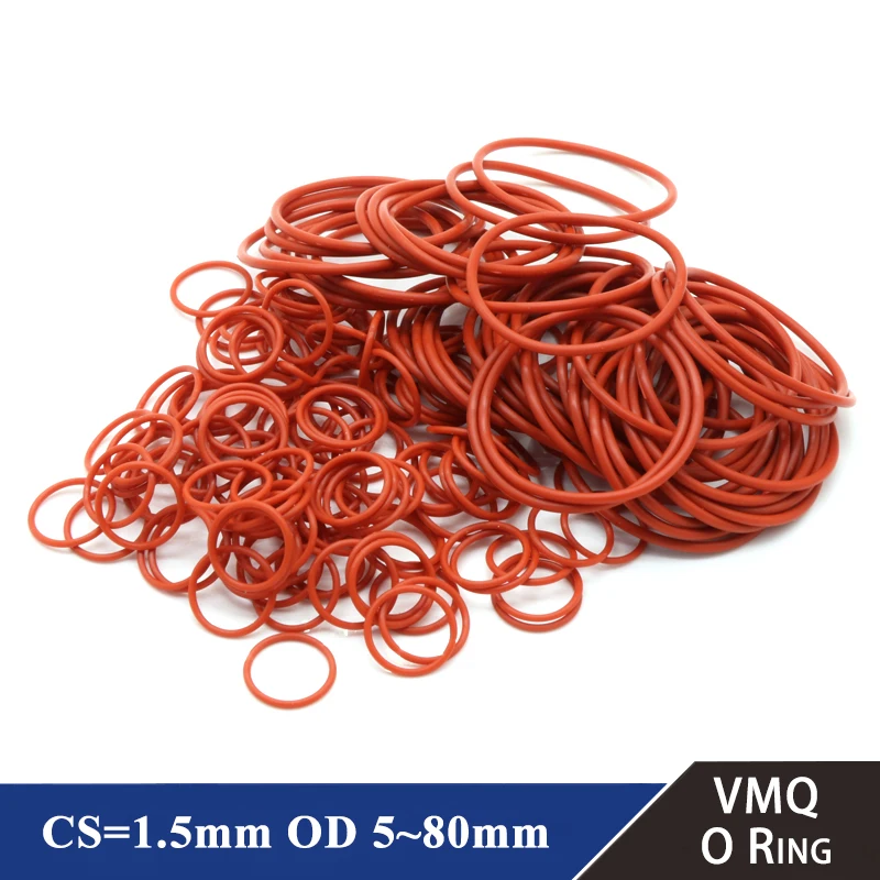10/50Pcs Food Grade VMQ O Ring Gasket CS 1.5mm OD 5 ~ 80mm Waterproof Washer Round O Shape Rubber Silicone Ring Red
10/50Pcs Food Grade VMQ O Ring Gasket CS 1.5mm OD 5 ~ 80mm Waterproof Washer Round O Shape Rubber Silicone Ring Red