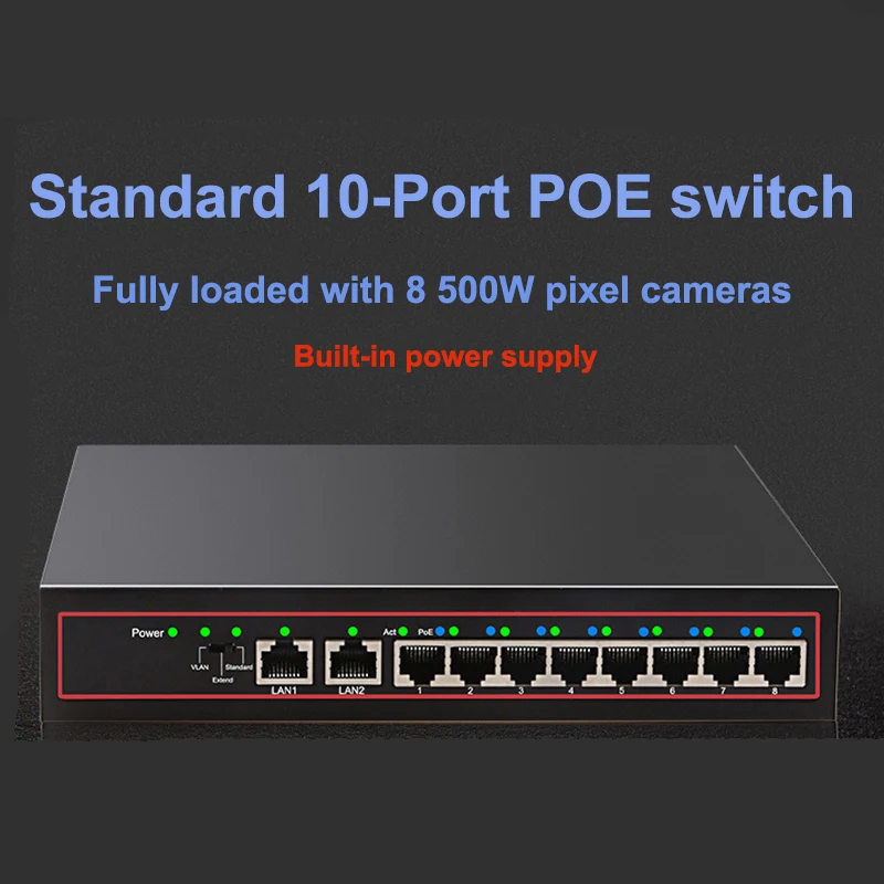 Сетевая сеть TEROW Fast с 10 портами 100 Мбит/с, 8 стандартными POE + 2 LAN Rj45 VLAN, Внутреннее питание для IP-камеры/системы мониторинга
Сетевая сеть TEROW Fast с 10 портами 100 Мбит/с, 8 стандартными POE + 2 LAN Rj45 VLAN, Внутреннее питание для IP-камеры/системы мониторинга