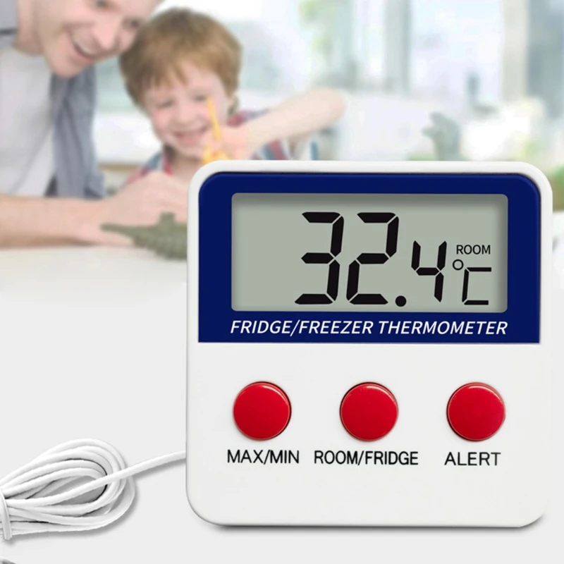 Refrigerator Fridge Thermometer Digital Freezer Room Thermometer Max/Min Record Function LCD Screen & Magnetic Back M4YD
Refrigerator Fridge Thermometer Digital Freezer Room Thermometer Max/Min Record Function LCD Screen & Magnetic Back M4YD