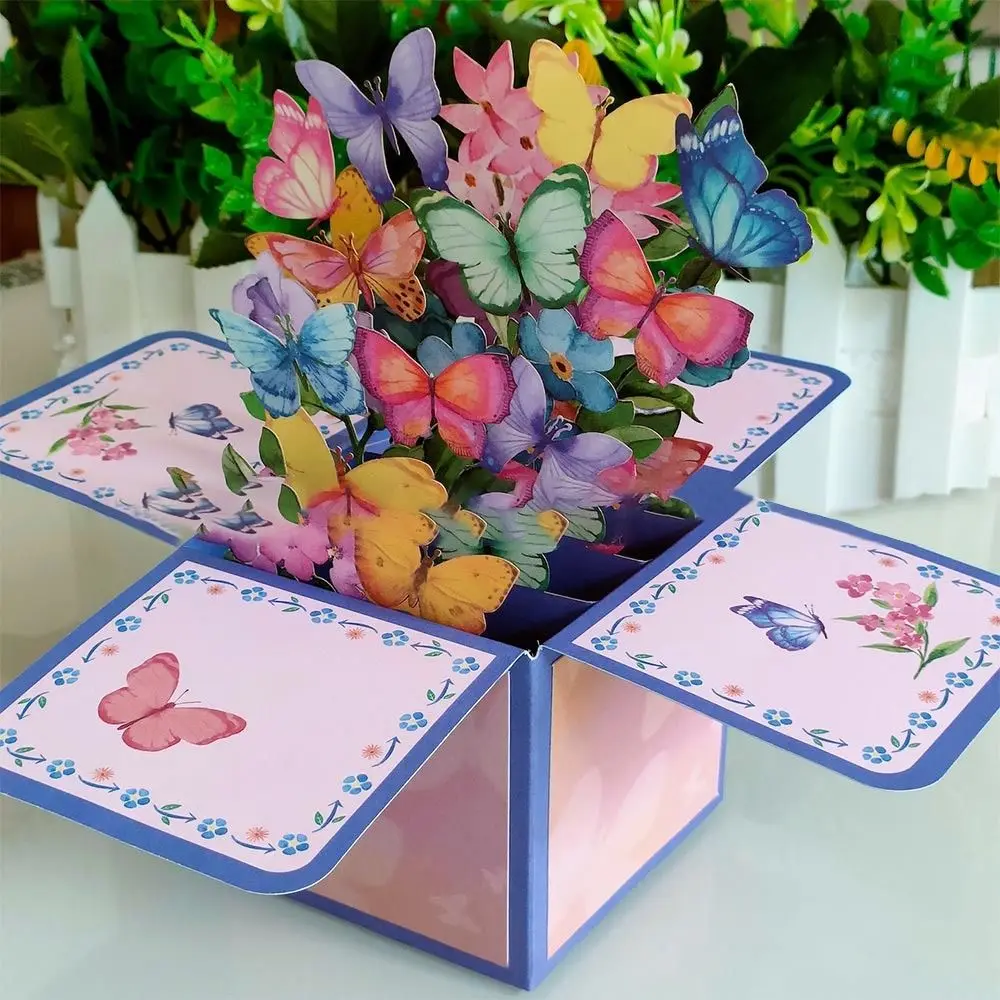 

1pcs Birthday Tropical Bloom Greeting Card 3D Pops-up Bouquet Daisy/Carnation Paper Flowers Rose/Lily/Sunflower/Tulip