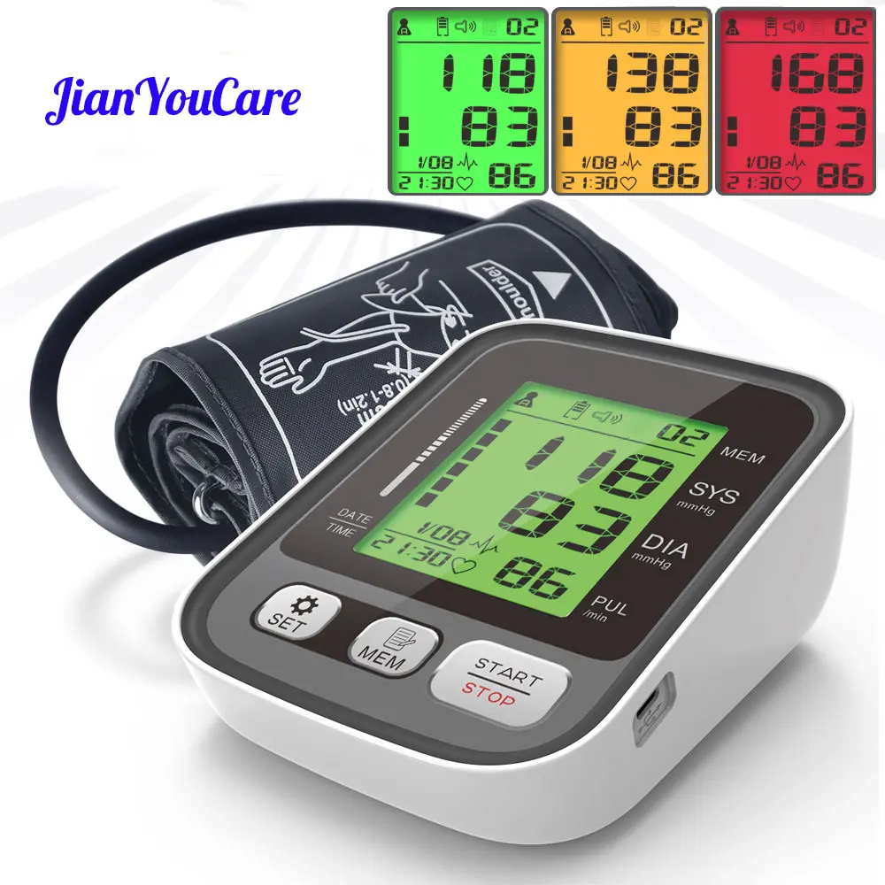 

Цифровой Ручной тонометр JianYouCare с ЖК-дисплеем, прибор для измерения артериального давления, сердечного ритма, большой портативный тонометр
