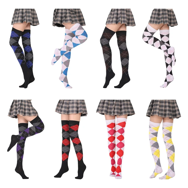 Women Girls Student Thigh High Socks European College Style Vintage Colorful Argyle Plaid Pattern Over Knee Stockings
Women Girls Student Thigh High Socks European College Style Vintage Colorful Argyle Plaid Pattern Over Knee Stockings