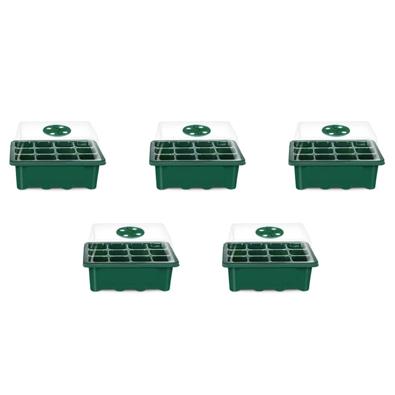 5X Seed Starter Trays Seedling Tray 12 Cells Humidity Adjustable Plant Starter Kit With Dome Greenhouse Grow Trays Green
5X Seed Starter Trays Seedling Tray 12 Cells Humidity Adjustable Plant Starter Kit With Dome Greenhouse Grow Trays Green
