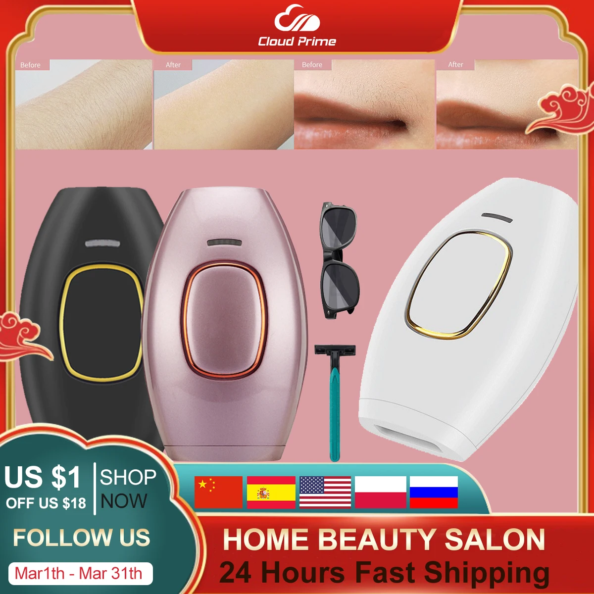 Professional Laser Epilator Home Use IPL Hair Removal Painless Flashes Shaving Photoepilator Machine Permanent Epilator For Lady
Professional Laser Epilator Home Use IPL Hair Removal Painless Flashes Shaving Photoepilator Machine Permanent Epilator For Lady