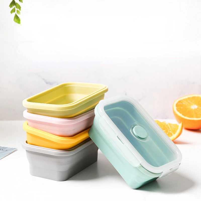 1pcs Silicone Rectangle Lunch Box Collapsible Bento Box Folding Food Container Bowl Tableware 350/550/850ml for Dinnerware 
1pcs Silicone Rectangle Lunch Box Collapsible Bento Box Folding Food Container Bowl Tableware 350/550/850ml for Dinnerware