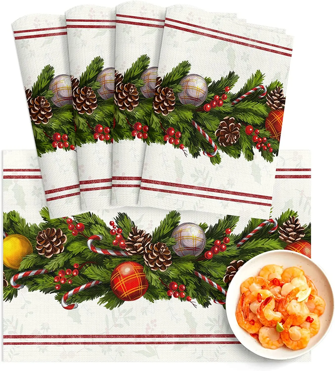 Placemats for Dining Table Set of 4 Christmas Xmas Balls Mats Washable Placemats for Holiday Home Polyester 
Placemats for Dining Table Set of 4 Christmas Xmas Balls Mats Washable Placemats for Holiday Home Polyester