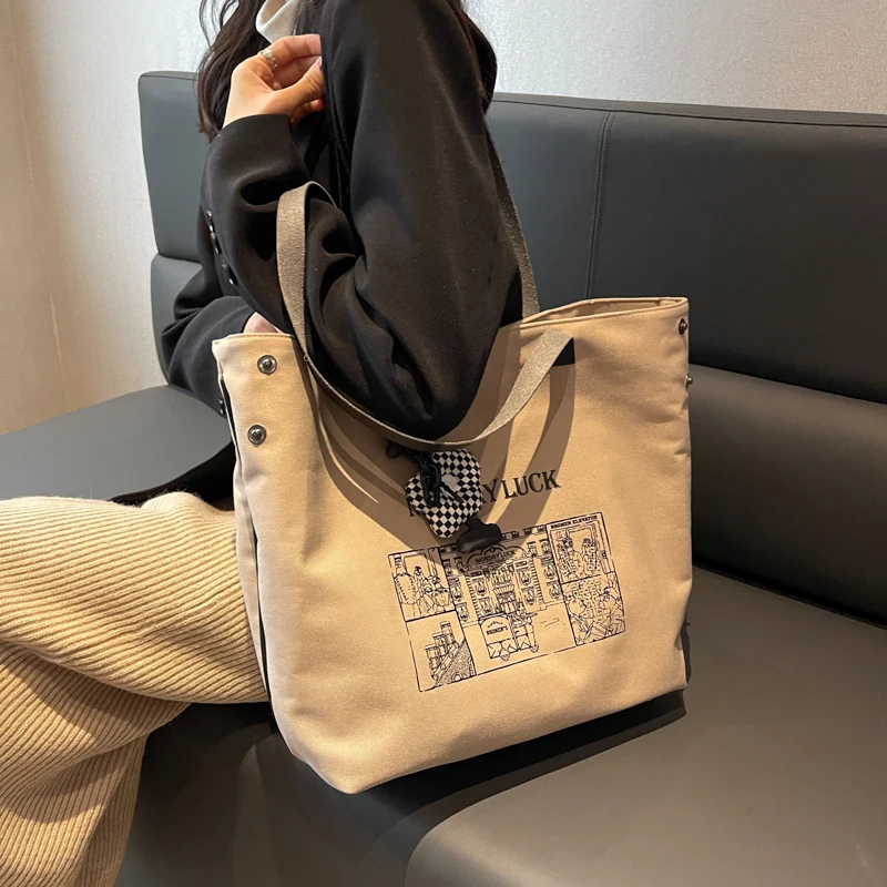 

Модная повседневная сумка для книг для девушек, школьный ранец на плечо для колледжа, простая сумка для покупок, холщовая дамская сумочка-тоут для косметики